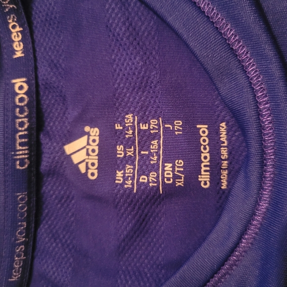 Adidas Blue T-Shirt With Pink Trim - Picture 6 of 6